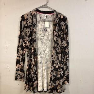 Isaac Mizrahi Live Open Front Cardigan Floral Printed XXS
